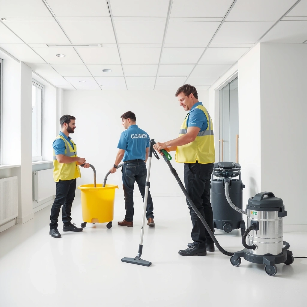 Professional cleaning team at work